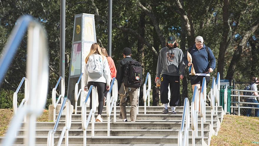 Students walking on campus